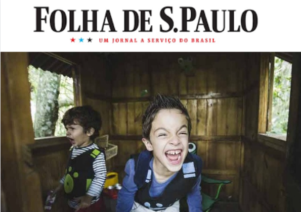  Matéria FOLHA DE SÃO PAULO ..Mostra a convivência de uma criança em sua casinha na árvore, construida por nós.